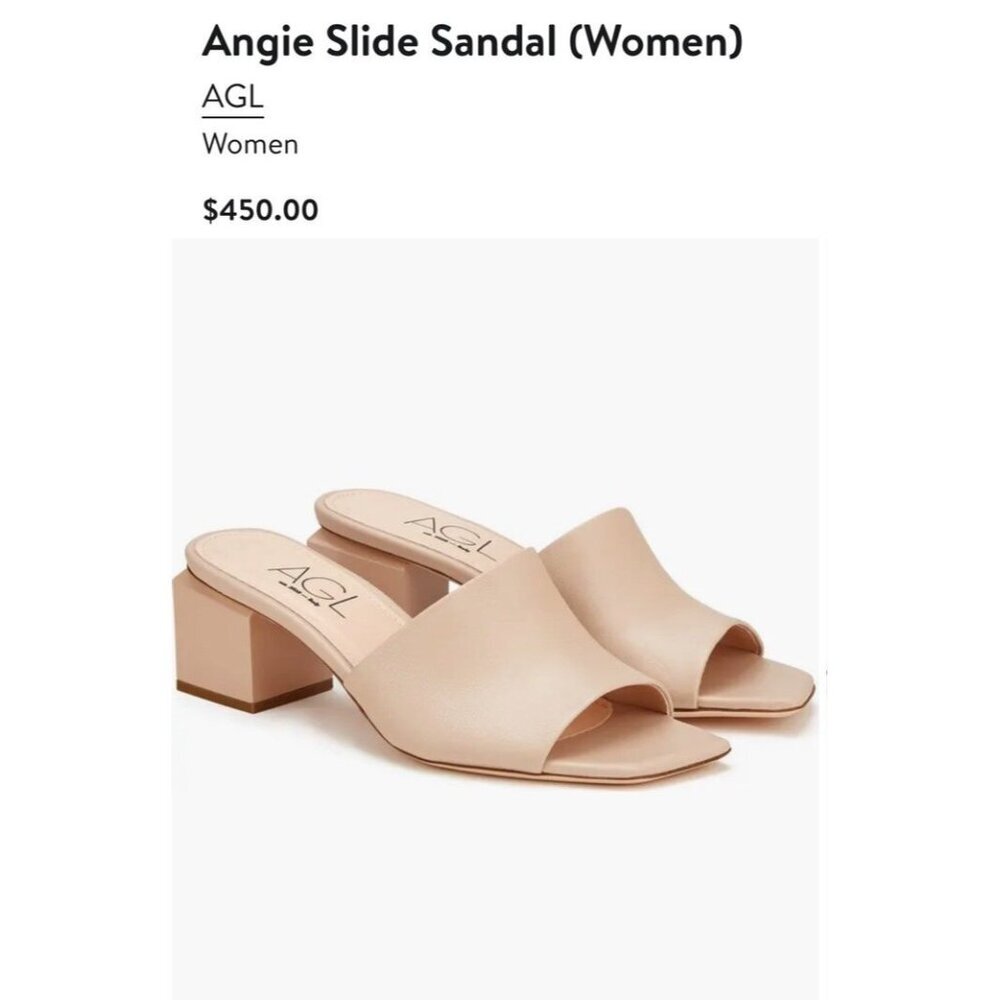 AGL Nude Beige Leather Slide Sandals